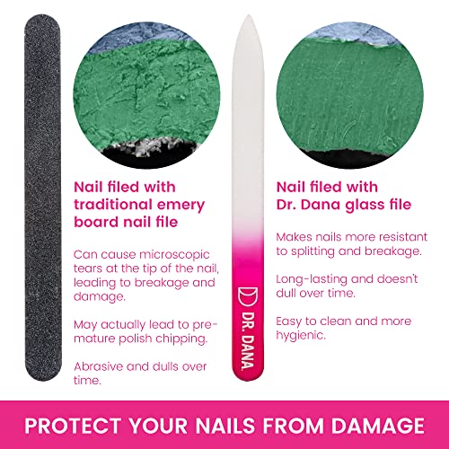 Dr. Dana Precision Glass Nail File with Travel Case - Double-Sided Etched Nail File for Natural Nails