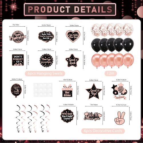 Rose Gold Farewell Party Decorations Kit - Goodbye Banner & Balloons
