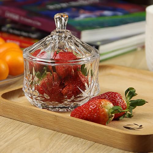 8oz Glass Candy Dish with Lid - Decorative Storage Jar for Snacks