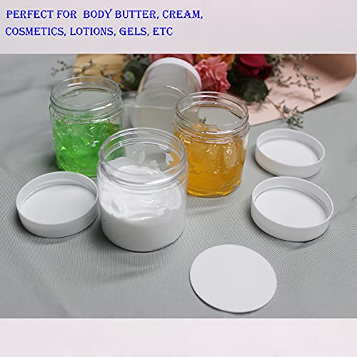 28 Pack 4 oz Clear Plastic Jars with White Lids - Leak-Proof