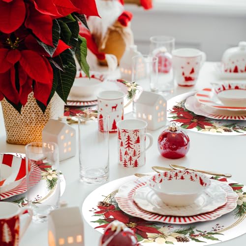 50 Pack Christmas Paper Placemats - 13.7 Inch Disposable Holiday Table Mats