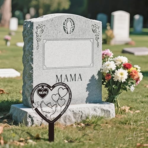 Mom Memorial Grave Marker - Happy Heavenly Birthday Plaque