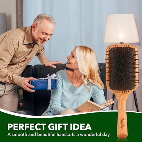 Jorplixy Wooden Paddle Hair Brush - Detangling Brush for All Hair Types