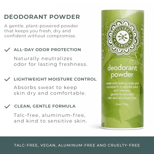 Honeybee Gardens Natural Deodorant Powder for Women – Talc & Aluminum Free