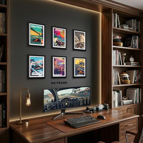 9 Pcs F1 Race Car Posters - Unframed Wall Art for Boys Room