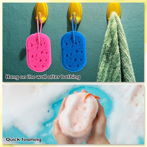 Bright Color FoldTier 12 Pcs Exfoliating Bath Sponges Loofahs for Women Reusable Soft Body Scrubbers