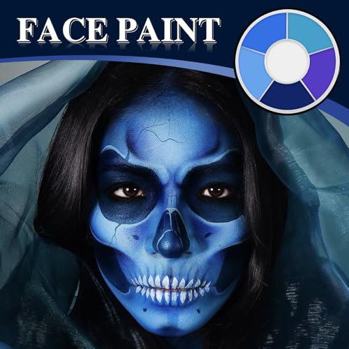 Js2U ZW Blue Face & Body Paint Palette - Vibrant, Washable Halloween Cosplay SFX Makeup