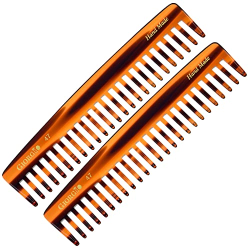 Giorgio G47 Wide Tooth Detangling Comb 2 Pack for Thick Curly Hair