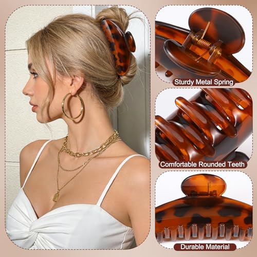 HairChrysm 4-Pack Large Acrylic Claw Clips for Thick and Fine Hair
