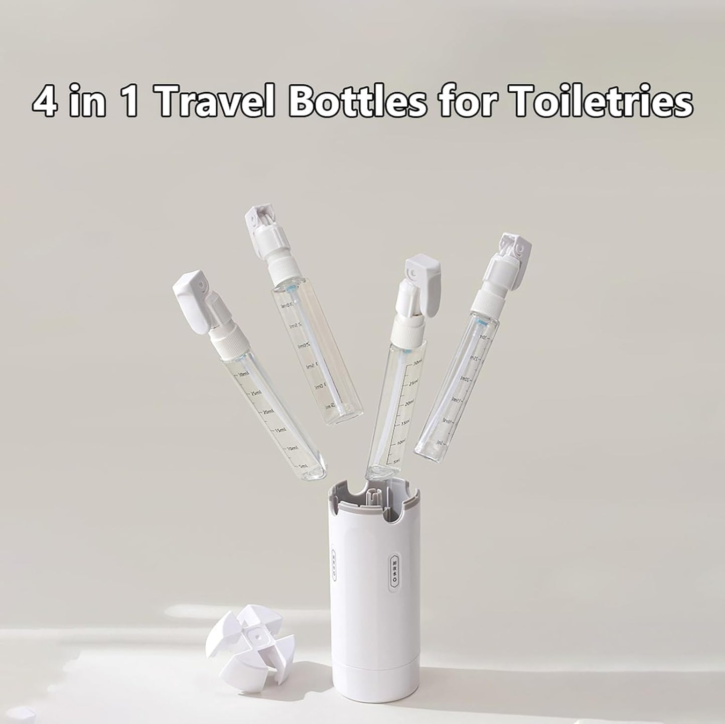 4-in-1 Travel Dispenser Bottles Set, 30ml Leak-Proof Portable Containers for Shampoo, Lotion, Conditioner, Cream, (White+Green)