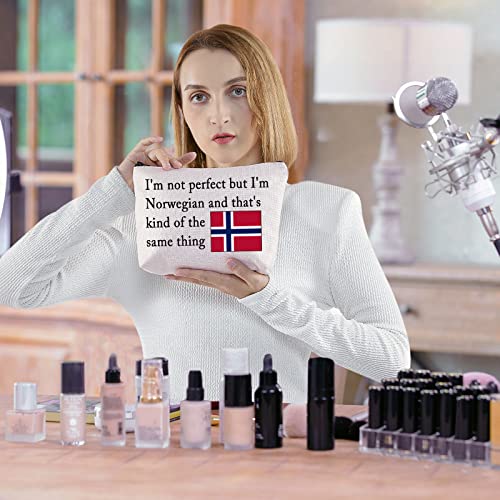 BLUPARK I'm Norwegian Flag Cosmetic Bag for Women - Travel Makeup Organizer