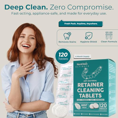 NuraClean Retainer Cleaner Tablets - 120 Count for Dentures & Mouthguards