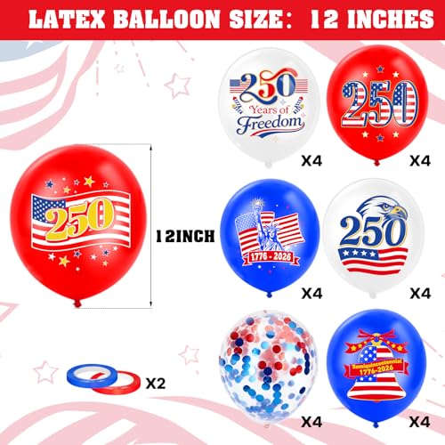 32-Pack 4th of July Balloons - USA Patriotic Decorations