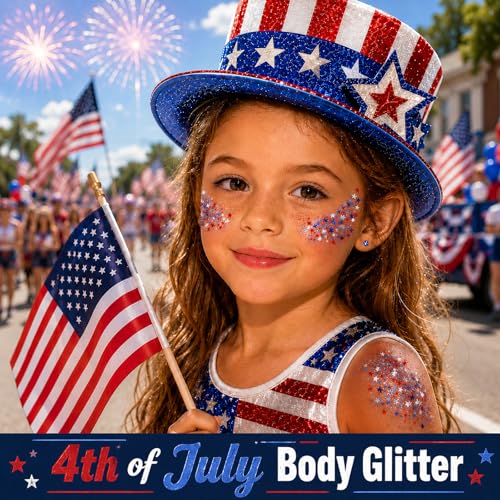 Patriotic Red White and Blue Glitter Stick for 4th of July