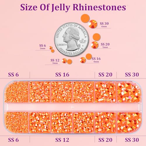 Orange AB Flatback Rhinestones with B7000 Glue Kit for Crafting