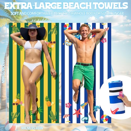 Oversized Beach Towels Set - Quick Dry Microfiber for Travel