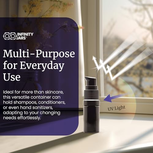 Infinity Jars 15ml UV Black Glass Refillable Pump Bottle for Oils & Serums - Variation 1