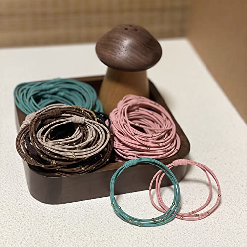 UDeBe 24pcs Black Hair Ties with Golden Beads for Thick Hair