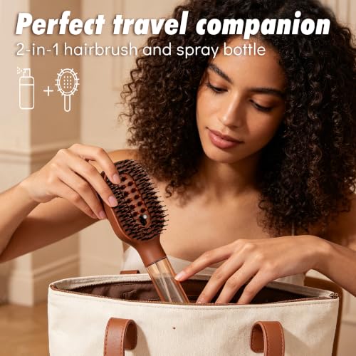 3-in-1 Mist Hair Brush with 80ml Water Spray Reservoir & Scalp Massager