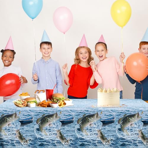 4 Pack Fishing Table Cloths - Bass Theme Party Decorations, 51.2" x 87"