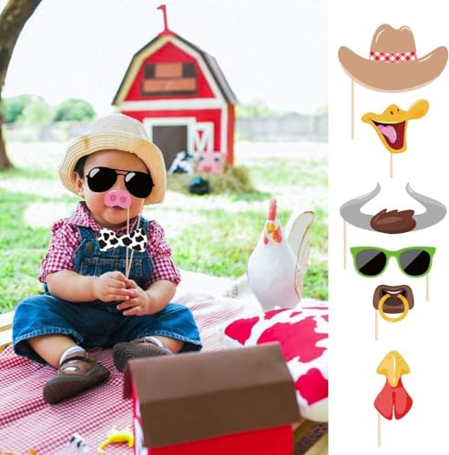 25 Farm Animal Photo Booth Props for Kids Birthday Party