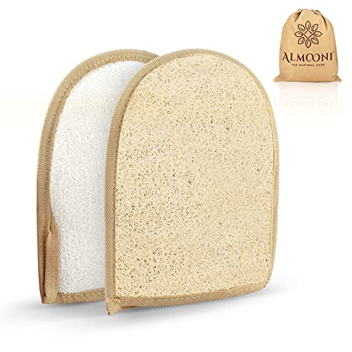 Natural Egyptian Loofah Gloves - Exfoliating Shower Mitts, 2 Pack