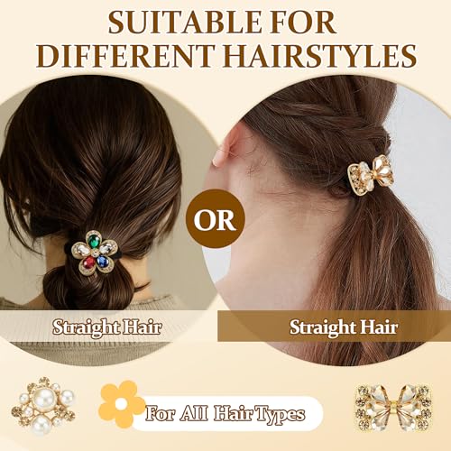 CWJCYTNSN 6 Pack Metal Flower Hair Cuffs & Elastic Ponytail Holders for Women & Girls