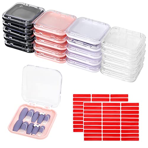 20 Press-On Nail Storage Boxes with Adhesive Tape - 4 Colors