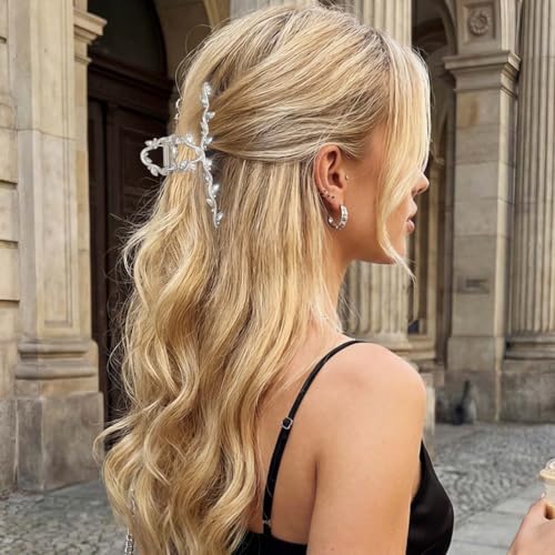 CAKURE Silver Rhinestone Claw Hair Clips Pack of 2 – Elegant Wedding & Bridal Accessories