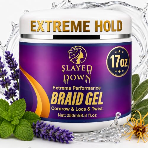 SLAYED DOWN Braid Gel Extreme Hold for Braiding, Locs & Cornrows, 17.1 oz