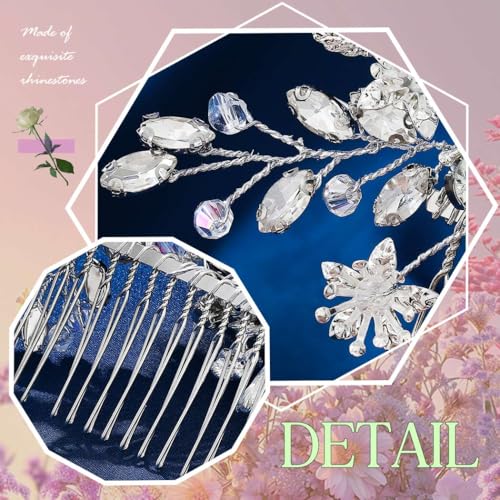 JAKAWIN Rhinestone Bridal Hair Comb - Silver Crystal Wedding Headpiece
