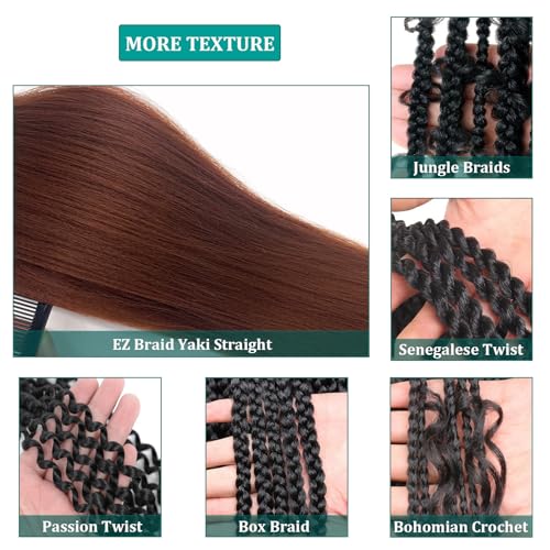 UPruyo 30 Inch Brown Pre Stretched Kanekalon Braiding Hair Extensions Pack of 8