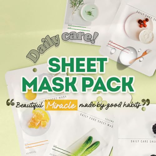 EUNYUL 12-Piece Daily Care Facial Sheet Mask Set – Hydrating & Nourishing Korean Skincare