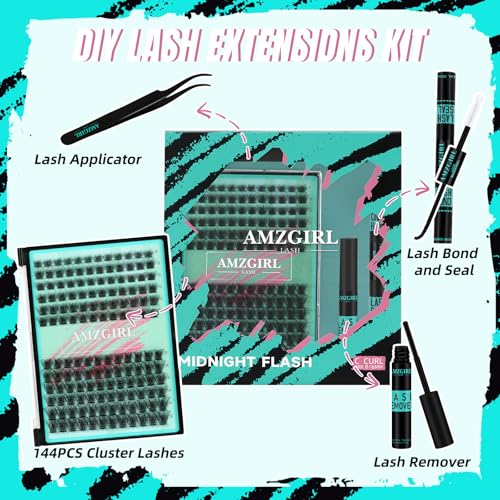 AMZGIRL Midnight Lash Extension Kit 144 PCS C Curl 8-16mm