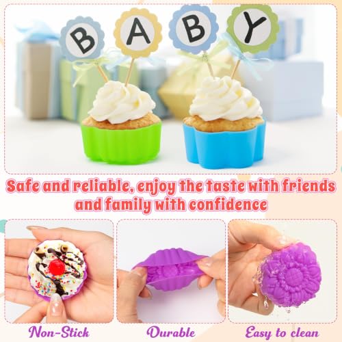 R HORSE Mini Silicone Baking Cups - 60 Pack Flower Molds, 2 Inch