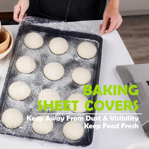 50 Pack Reusable Elastic Baking Sheet Covers - 13x18 Inch Food Storage
