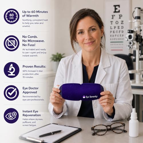 Eye Serenity Steam Eye Mask, Heated Eye Mask, Self Heating Warm Compress for Dry Eyes, Fast Relief for Stye, Puffy Sensitive Eyes, Moist Heat, Gift for Women and Men - Unscented