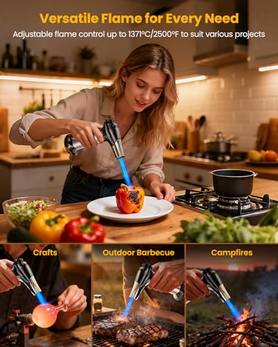 Kollea Culinary Torch - Refillable Butane Kitchen Torch with Safety Lock & Adjustable Flame