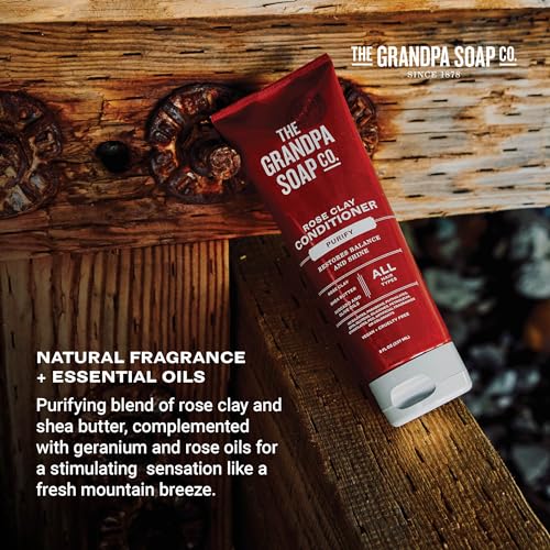 Grandpa Soap Rose Clay Conditioner 8 Fl Oz - Vegan, Sulfate & Paraben Free