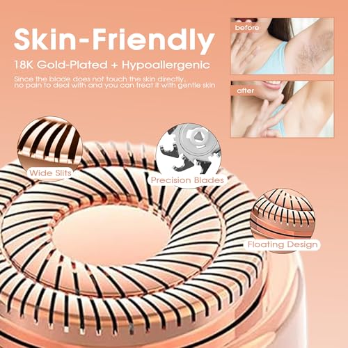 Replacement Heads for Flawless Facial Hair Remover,Gen 2 Replacement Blades for Finishing Touch Flawless Hair Removal, 6 Count 18k Gold Heads with Storage Bag