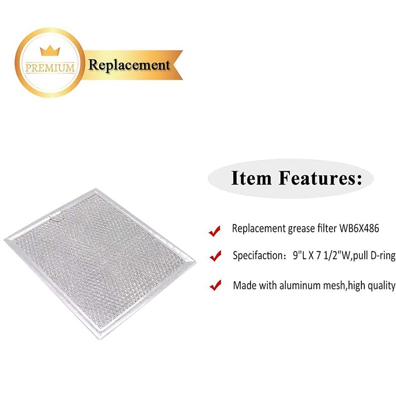 Microwave Grease Filter WB6X486 - 2 Pack, Compatible with GE Models