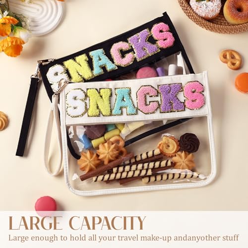 Black & White Snacks Clear Makeup & Travel Bag 2Pcs Organizer Gift