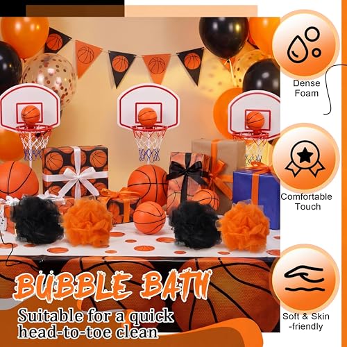 FuWeave 12-Pack Halloween Black and Orange Bath Loofah Sponges - Exfoliating Shower Scrubbers