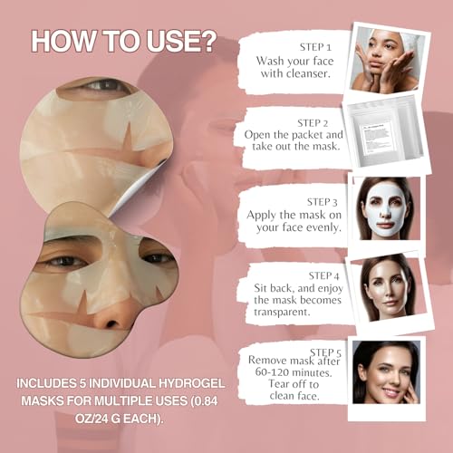 Mayan's Secret Deep Collagen Anti-Wrinkle Face Mask – Hydrating Hydrogel Sheets, 5 Pack