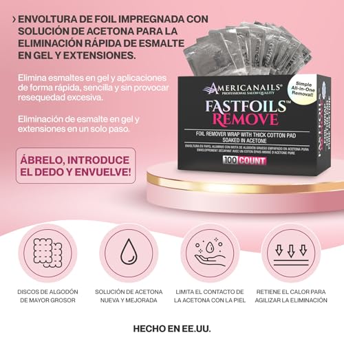 Americanails FastFoils 100 Count Nail Polish & Gel Removal Wraps with Cotton & Acetone