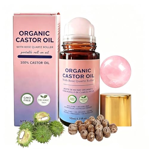 Organic Castor Oil with Rose Quartz Roller Ball - 1.7oz Moisturizer