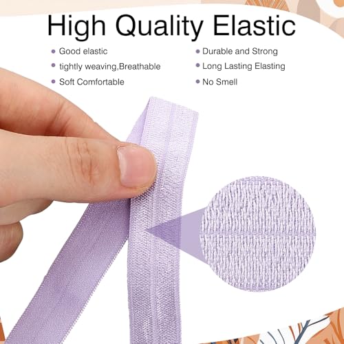 WILLBOND 40 Yards Fold-Over Elastic Ribbon 5/8" Wide, Morandi Colors