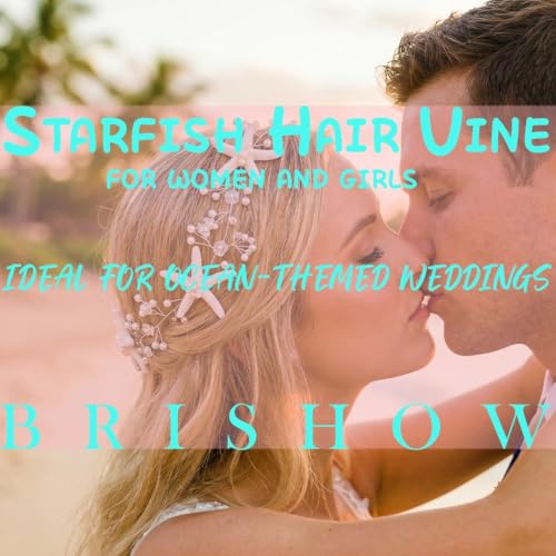 Brishow Starfish Pearl Bridal Headband - Lightweight Beach Hair Accessory