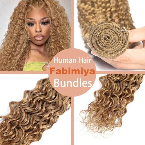 Fabimiya 14 Inch Water Wave Blonde Brazilian Virgin Human Hair Bundle