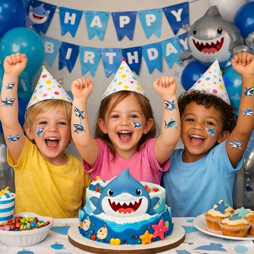 Shark Temporary Tattoos for Kids - 74 PCS Ocean Animal Designs